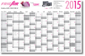 year planner with 14 columns of months for 2015 foldet for envelopes